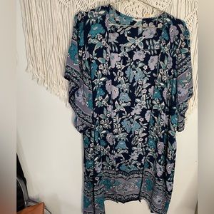 Blue floral kimono
